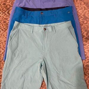 adidas Men's Flat-Front Shorts Trio in Teal, Blue, and Light Blue